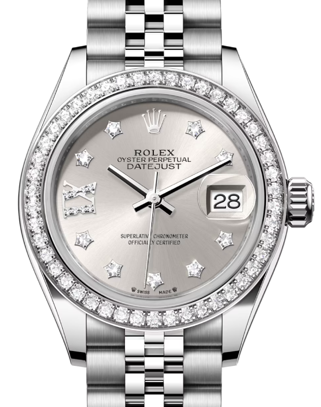 Rolex Lady-Datejust 28 28 mm 279384RBRSDJ Steel/White Gold/Diamonds Silver
