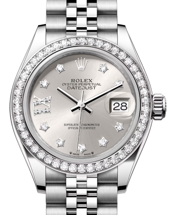 Rolex Lady-Datejust 28 28 mm 279384RBRSDJ Steel/White Gold/Diamonds Silver