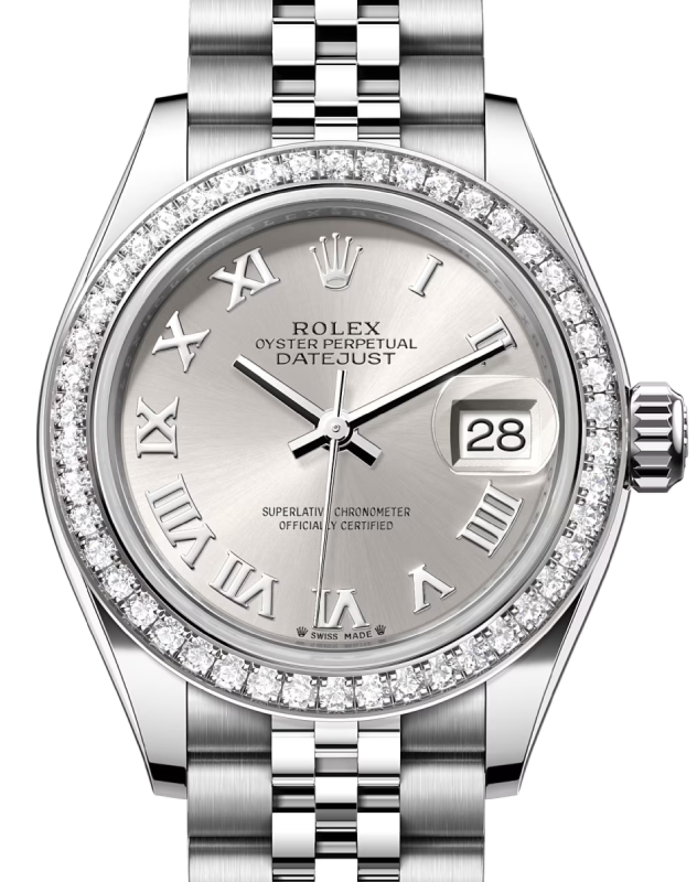 Rolex Lady-Datejust 28 28 mm 279384RBRSRJ Steel/White Gold/Diamonds Silver