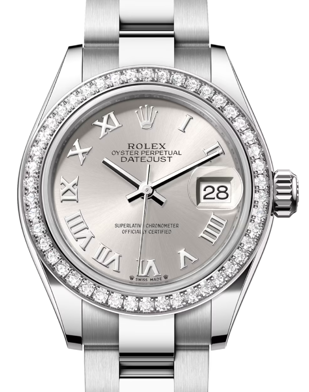 Rolex Lady-Datejust 28 28 mm 279384RBRSRO Steel/White Gold/Diamonds Silver