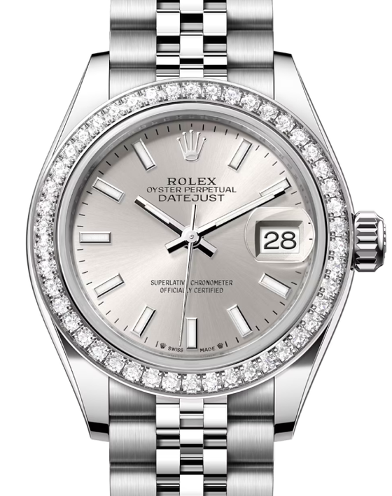 Rolex Lady-Datejust 28 28 mm 279384RBRSSJ Steel/White Gold/Diamonds Silver