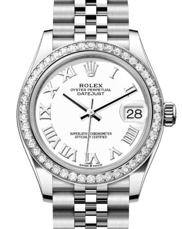Rolex Lady-Datejust 28 28 mm 279384RBRWRJ Steel/White Gold/Diamonds White