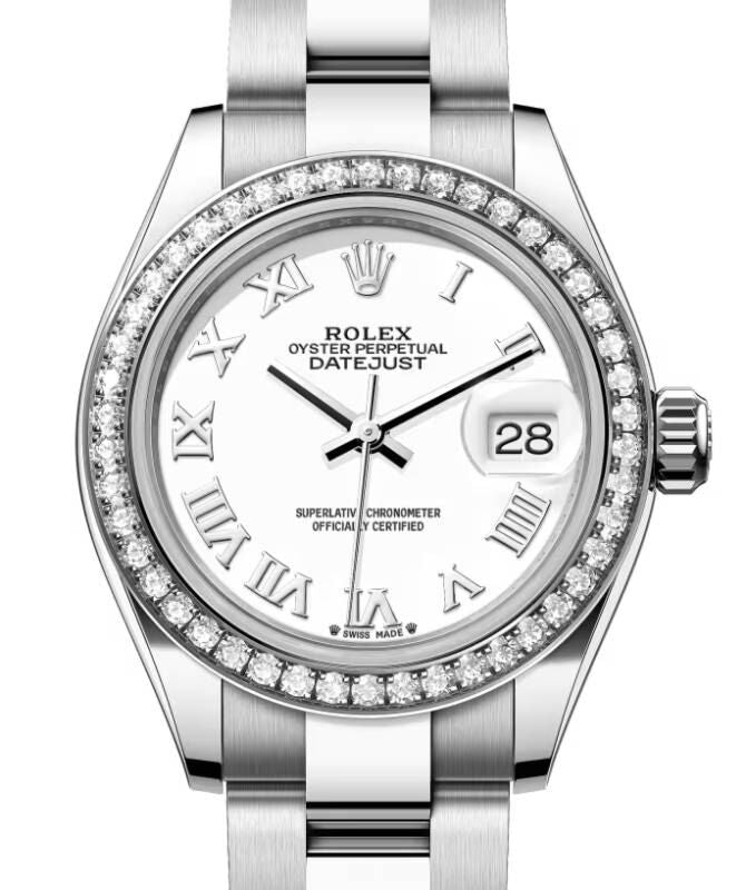 Rolex Lady-Datejust 28 28 mm 279384RBRWRO Steel/White Gold/Diamonds White
