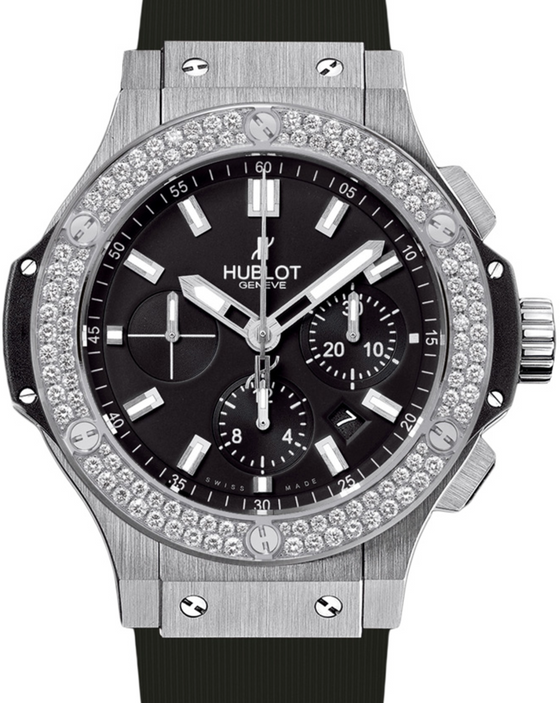Hublot Big Bang Original Chronograph Steel Diamonds 44mm Black Dial Rubber Strap 301.SX.1170.RX.1104 - BRAND NEW
