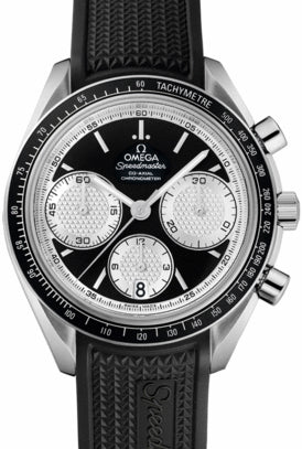 Omega 326.32.40.50.01.002 Speedmaster Racing Co-Axial Chronograph 40mm Black White Index Stainless Steel Rubber BRAND NEW