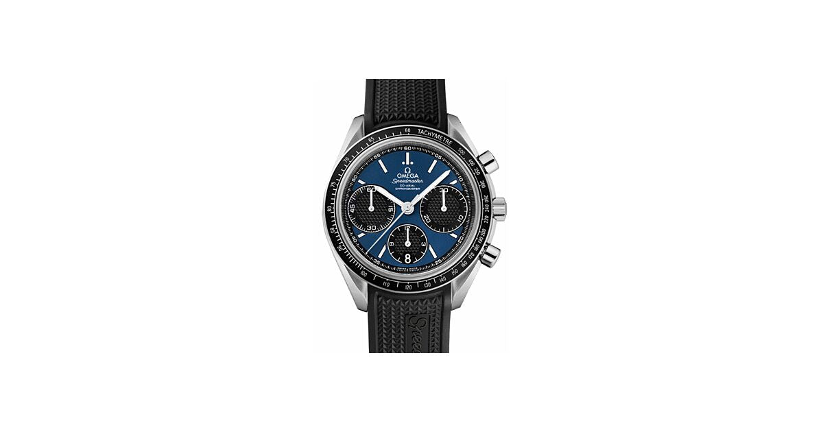 Omega 326.32.40.50.03.001 Speedmaster Racing Co-Axial Chronograph 40mm Blue Index Stainless Steel Rubber BRAND NEW