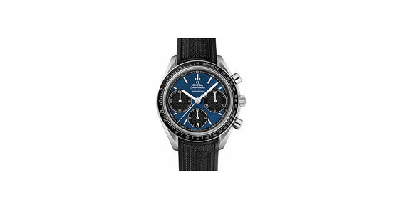 Omega 326.32.40.50.03.001 Speedmaster Racing Co-Axial Chronograph 40mm Blue Index Stainless Steel Rubber BRAND NEW