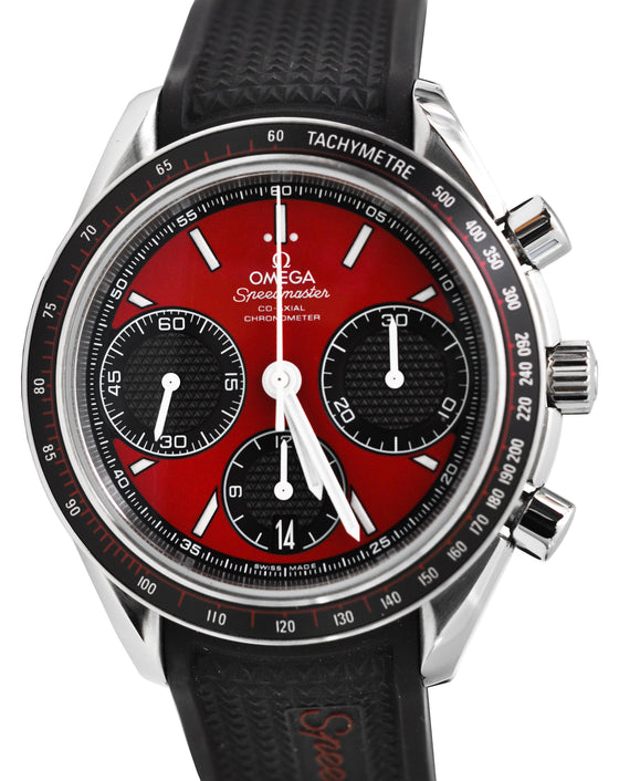 Omega Speedmaster 326.32.40.50.11.001 Racing Co-Axial Red Stainless Steel Rubber Chronograph 40mm BRAND NEW