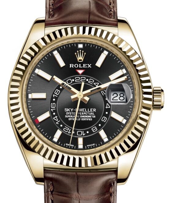 Rolex Sky-Dweller 42 mm 326138BLKSL Yellow Gold Luminous