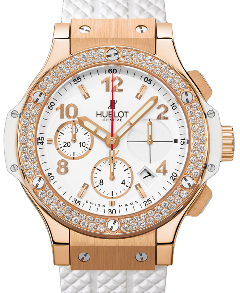 Hublot Big Bang 341.PE.2010.RW.1104 White Arabic Diamond Bezel & Rose Gold Case Rubber 41mm BRAND NEW