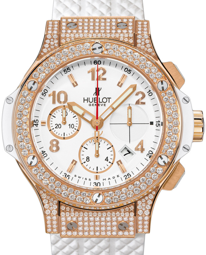 Hublot Big Bang 341.PE.2010.RW.1704 White Arabic Diamond Set Rose Gold Case Rubber 41mm BRAND NEW
