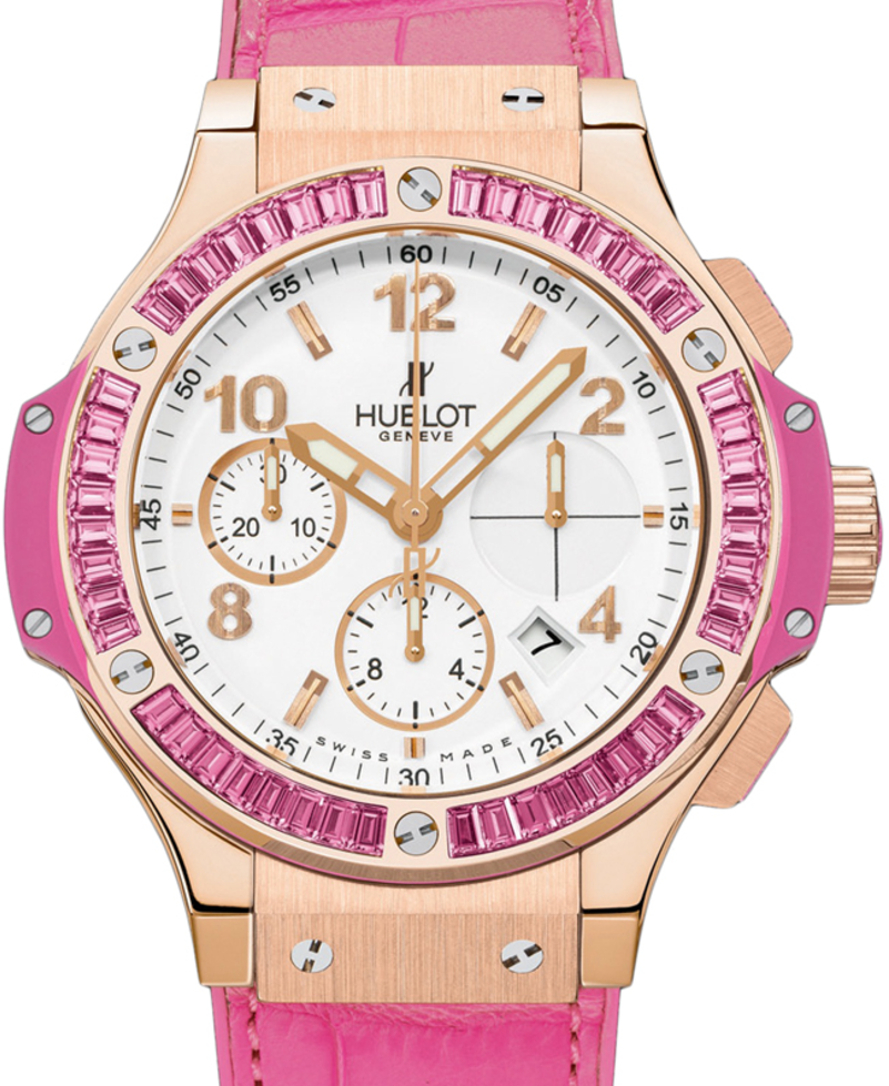 Hublot Tutti Frutti 341.PP.2010.LR.1933 White Arabic Pink Sapphire Bezel Rose Gold & Pink Leather 41mm BRAND NEW