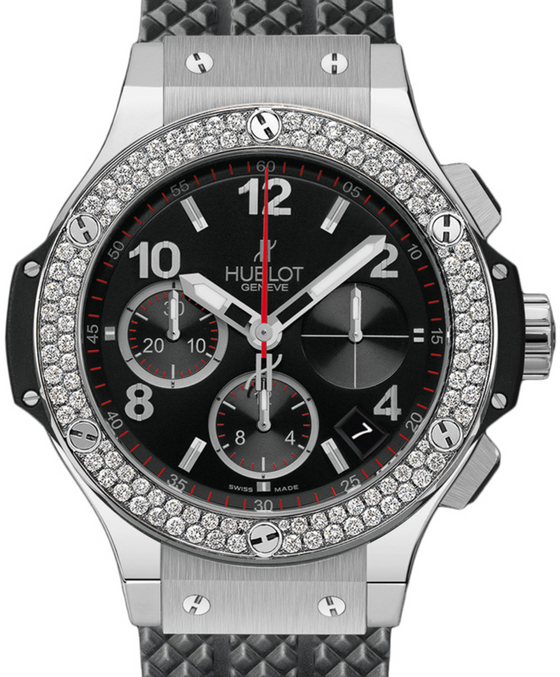 Hublot Big Bang 342.SX.130.RX.114 Black Arabic Diamond Bezel & Stainless Steel Case Rubber 41mm BRAND NEW