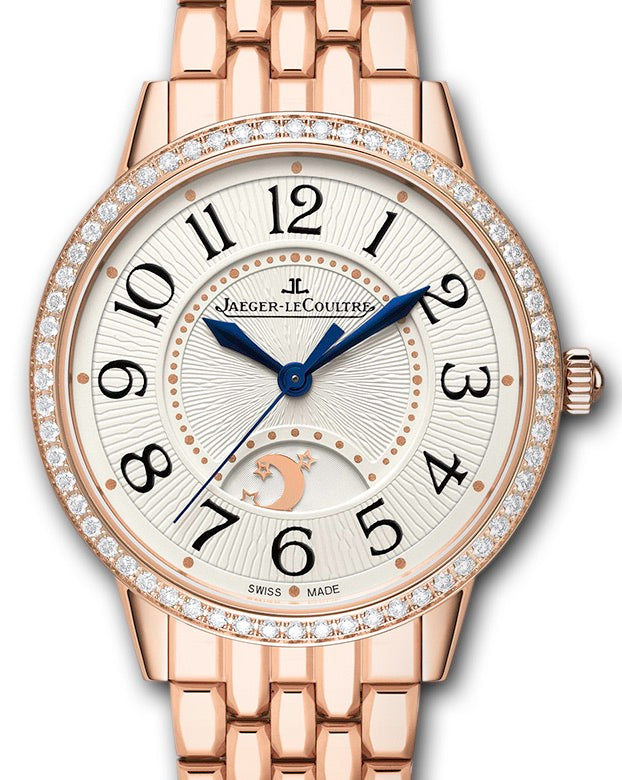 Jaeger-LeCoultre Calibre 898A/1 Rendez-Vous Night & Day 3442120 Silver Guilloche Arabic Diamond Bezel Rose Gold 34mm Automatic BRAND NEW
