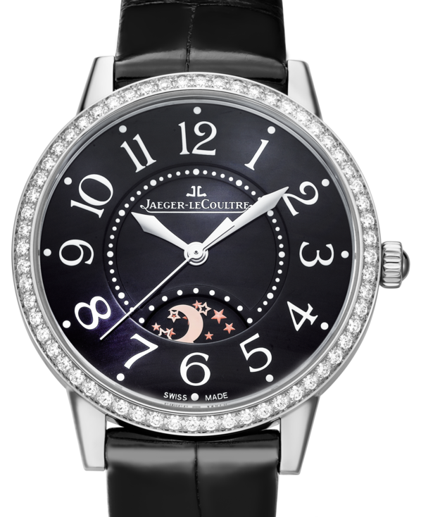 Jaeger-LeCoultre Calibre 898A/1 Rendez-Vous Night & Day 344847J Diamond Bezel Black Arabic Stainless Steel Leather 34mm Automatic BRAND NEW