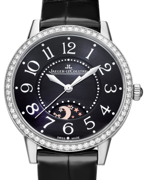 Jaeger-LeCoultre Calibre 898A/1 Rendez-Vous Night & Day 344847J Diamond Bezel Black Arabic Stainless Steel Leather 34mm Automatic BRAND NEW