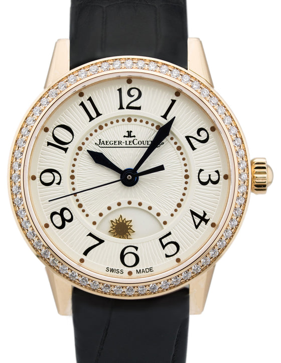 Jaeger-LeCoultre Calibre 967A Rendez-Vous Night & Day 3462421 Diamond Bezel Silvered Guilloche Arabic Rose Gold Leather 29mm Automatic BRAND NEW