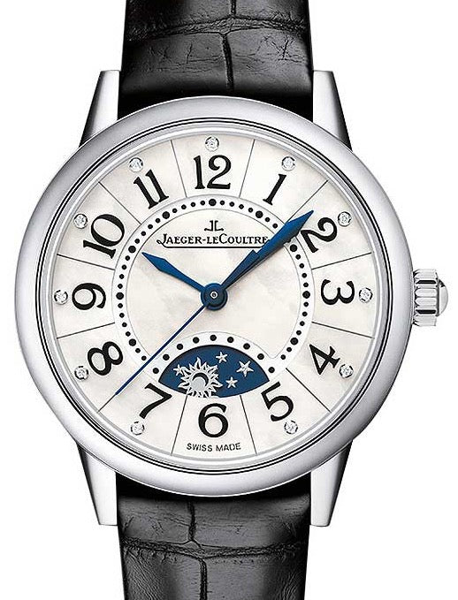 Jaeger-LeCoultre Calibre 967A Rendez-Vous Night & Day 3468490 Diamond Bezel Black Opaline Arabic Stainless Steel Leather 34mm Automatic BRAND NEW