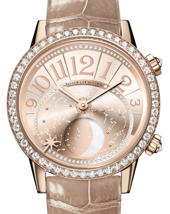 Jaeger-LeCoultre Calibre 935 Rendez-Vous Moon 3522420 Gilt Arabic Diamond Bezel Rose Gold Leather 36mm Automatic BRAND NEW