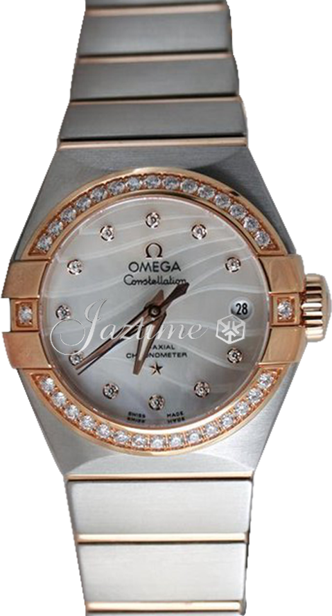 Omega Constellation Co-Axial 123.25.27.20.55.005 27mm White Mother of Pearl Diamond Red Gold Stainless Steel - BRAND NEW