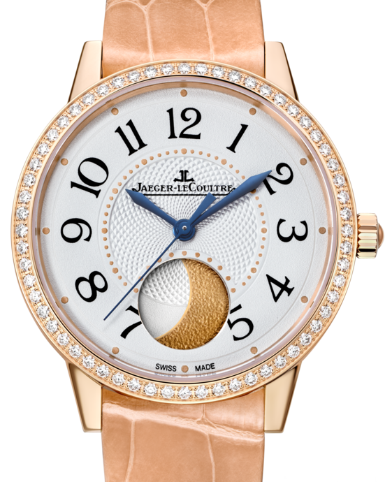 Jaeger-LeCoultre Calibre 935A Rendez-Vous Moon Medium 3572420 Silver Arabic Diamond Bezel Rose Gold Leather 34mm Automatic BRAND NEW