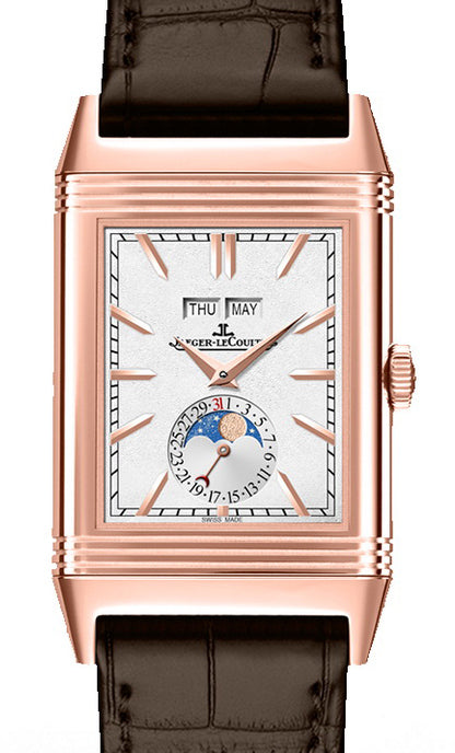 Jaeger-LeCoultre Calibre 853 Reverso Tribute Calendar 3912420 Silver / Charcoal Grey Rose Gold Leather 49.7 x 29.9mm Manual-Winding BRAND NEW