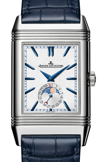 Jaeger-LeCoultre Calibre 853A Reverso Tribute Moon 3958420 Silver / Blue Stainless Steel Leather 49.7 x 29.9mm Manual-Winding BRAND NEW