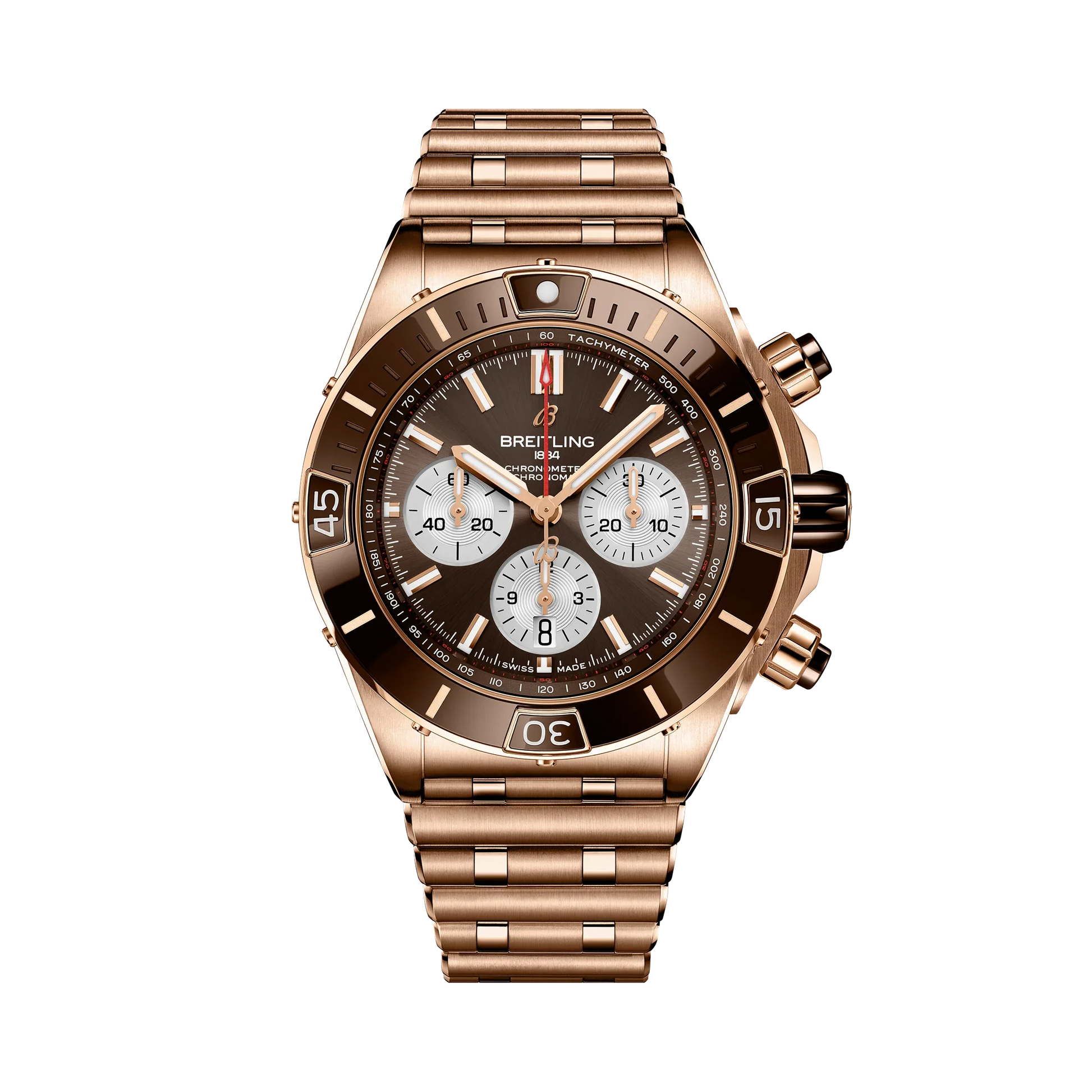 Breitling Chronomat B01 44 Red Gold Brown Dial RB0136E31Q1S1