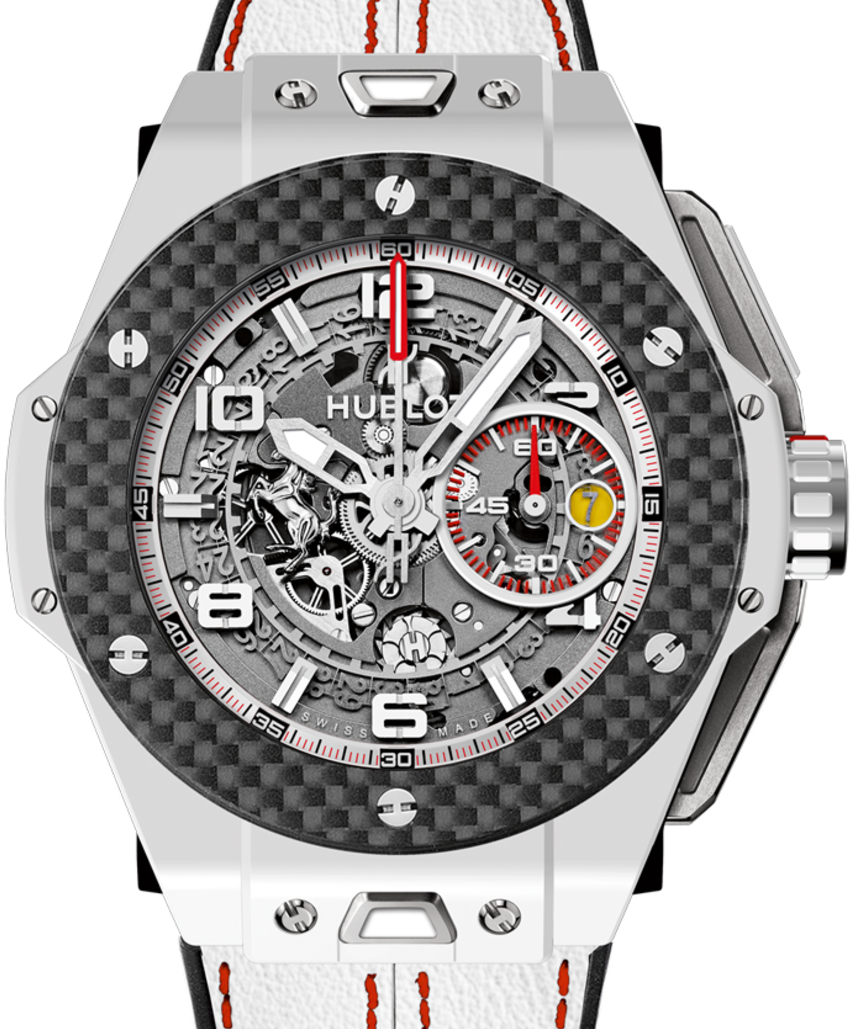 Hublot Big Bang Unico Ferrari 401.HQ.0121.VR Skeleton Arabic Carbon Fiber Bezel & White Ceramic Case Leather 45mm BRAND NEW