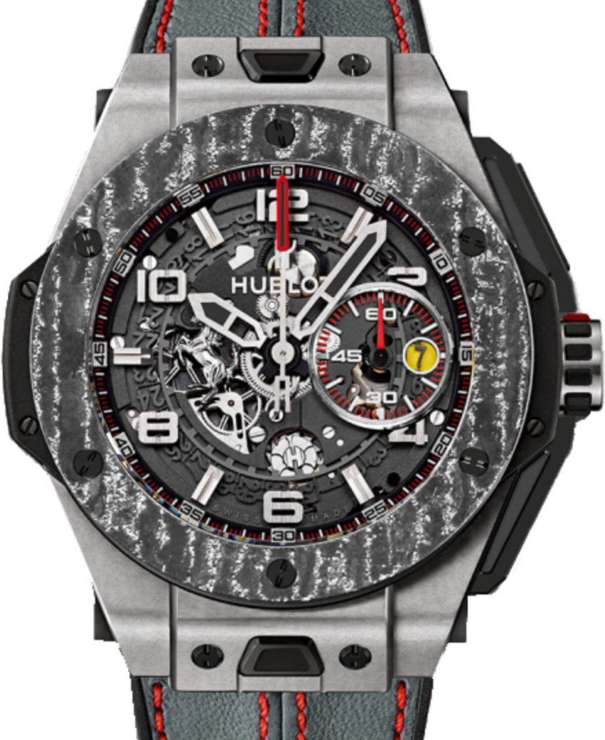 Hublot Big Bang Unico Ferrari 401.NJ.0123.VR Skeleton Arabic Carbon Fiber Titanium Bezel & Titanium Case Leather 45mm BRAND NEW