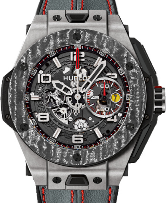 Hublot Big Bang Unico Ferrari 401.NJ.0123.VR Skeleton Arabic Carbon Fiber Titanium Bezel & Titanium Case Leather 45mm BRAND NEW