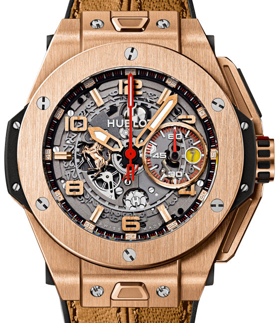 Hublot Big Bang Unico Ferrari 401.OX.0123.VR Skeleton Arabic Rose Gold Case & Gold Leather 45mm BRAND NEW
