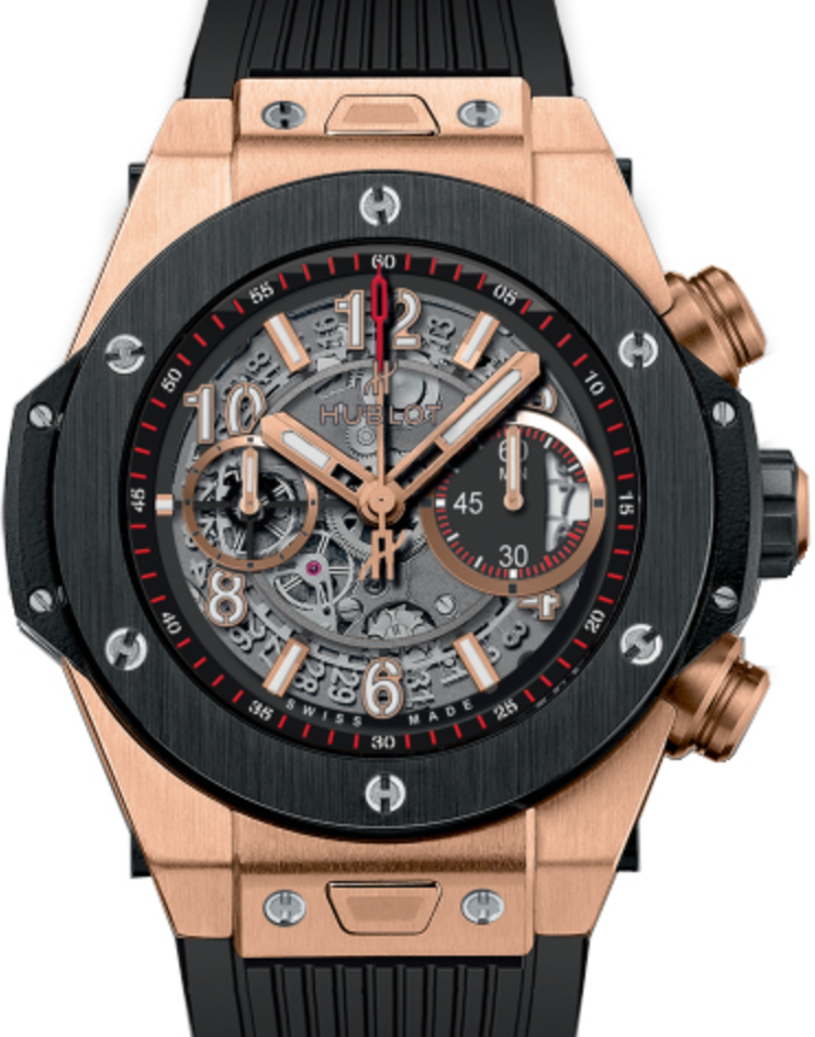 Hublot Big Bang Unico King Gold Ceramic Skeleton 45mm Dial Bezel Rubber Strap 411.OM.1180.RX - BRAND NEW
