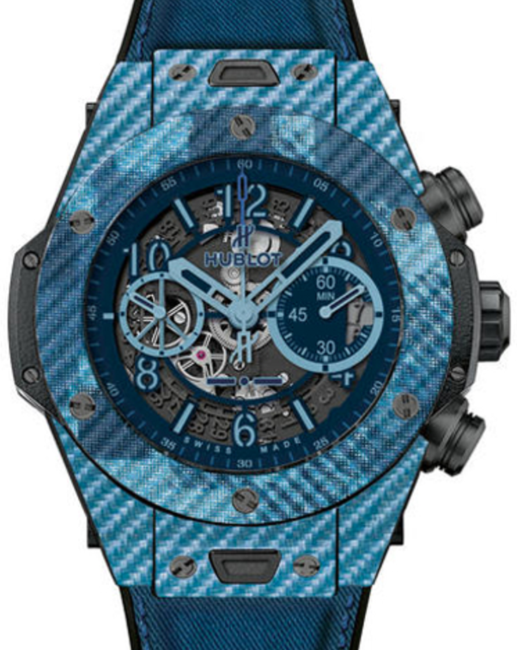 Hublot Big Bang Unico 411.YL.5190.NR.ITI16 Skeleton Arabic Carbon Fiber & Blue Texalium Case Fabric 45mm BRAND NEW