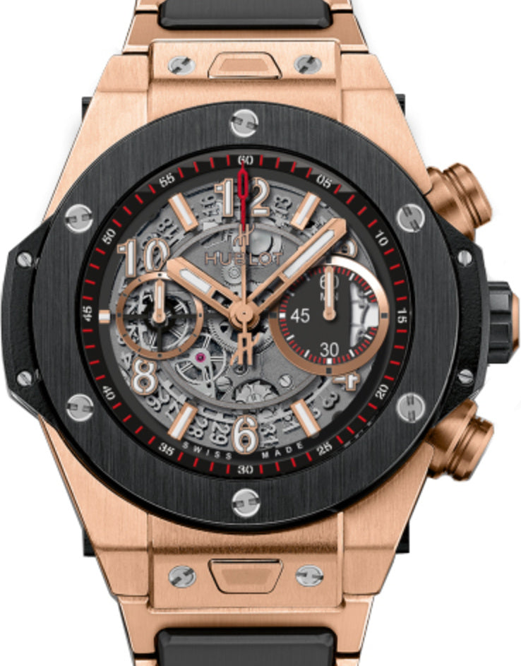 Hublot Big Bang Unico 411.OM.1180.OM Skeleton Arabic Black Ceramic Bezel & Rose Gold Case 45mm BRAND NEW