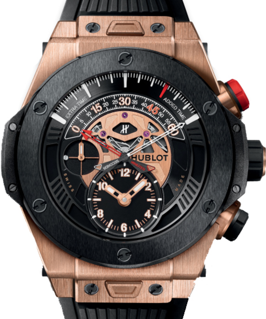 Hublot Big Bang Unico Bi-Retrograde Chronograph 413.OM.1128.RX Black Dial Black Ceramic Bezel & Rose Gold Case Rubber 45mm BRAND NEW