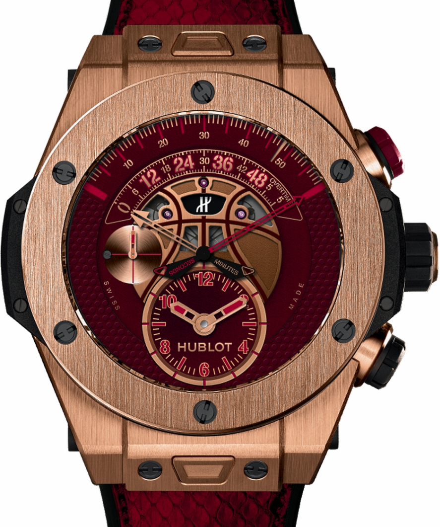 Hublot Big Bang Unico Bi-Retrograde Chronograph 413.OX.4738.PR.KOB15 Burgundy Red Dial Rose Gold Case & Leather 45mm BRAND NEW