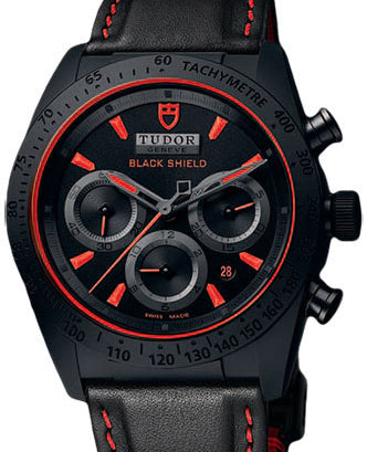 Tudor Fastrider Blackshield 42000CR Black Red Index Black Ceramic & Leather Chronograph 42mm BRAND NEW