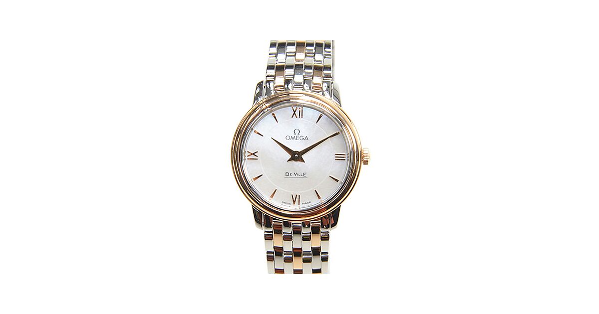 Omega De Ville Prestige Quartz 424.20.27.60.05.002 27.4mm White Mother of Pearl Red Gold Stainless Steel BRAND NEW