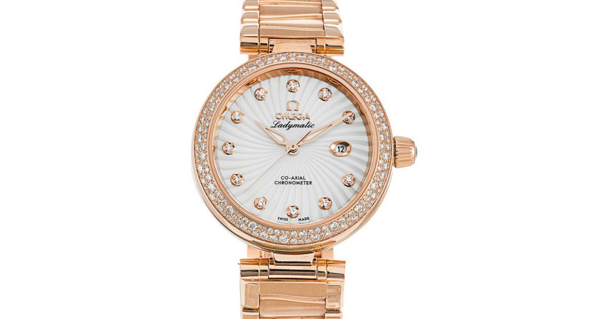 Omega De Ville Ladymatic Co-Axial 425.65.34.20.55.001 34mm White Mother of Pearl Diamond Red Gold - BRAND NEW