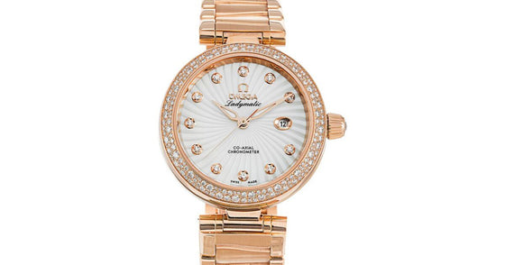 Omega De Ville Ladymatic Co-Axial 425.65.34.20.55.001 34mm White Mother of Pearl Diamond Red Gold - BRAND NEW