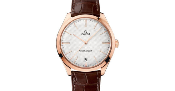 Omega De Ville Tresor Master Co-Axial 432.53.40.21.02.002 40mm Silver Opaline Index Sedna Gold Leather BRAND NEW