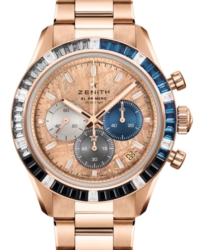 Zenith Chronomaster Sport El Primero Rose Gold/Sapphires Meteorite Baguette Dial 22.3100.3600/69.M3100
