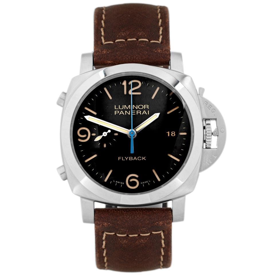 Panerai Luminor Chrono Flyback Stainless Steel 44mm Black Dial Leather Strap PAM00524 - BRAND NEW
