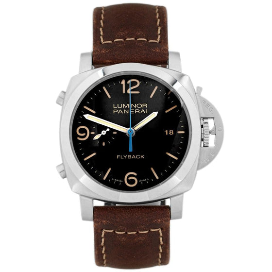 Panerai Luminor Chrono Flyback Stainless Steel 44mm Black Dial Leather Strap PAM00524 - BRAND NEW