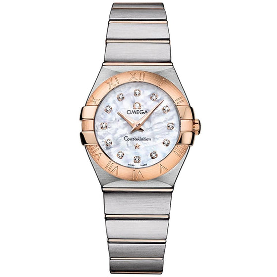 Omega Constellation Ladies Quartz 123.10.27.60.05.001 27mm White Mother of Pearl Index Stainless Steel BRAND NEW