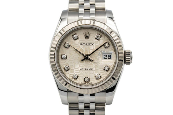 Rolex Lady-Datejust 26 179174-SLVJDO Silver Jubilee Diamond Fluted White Gold Stainless Steel Oyster - BRAND NEW