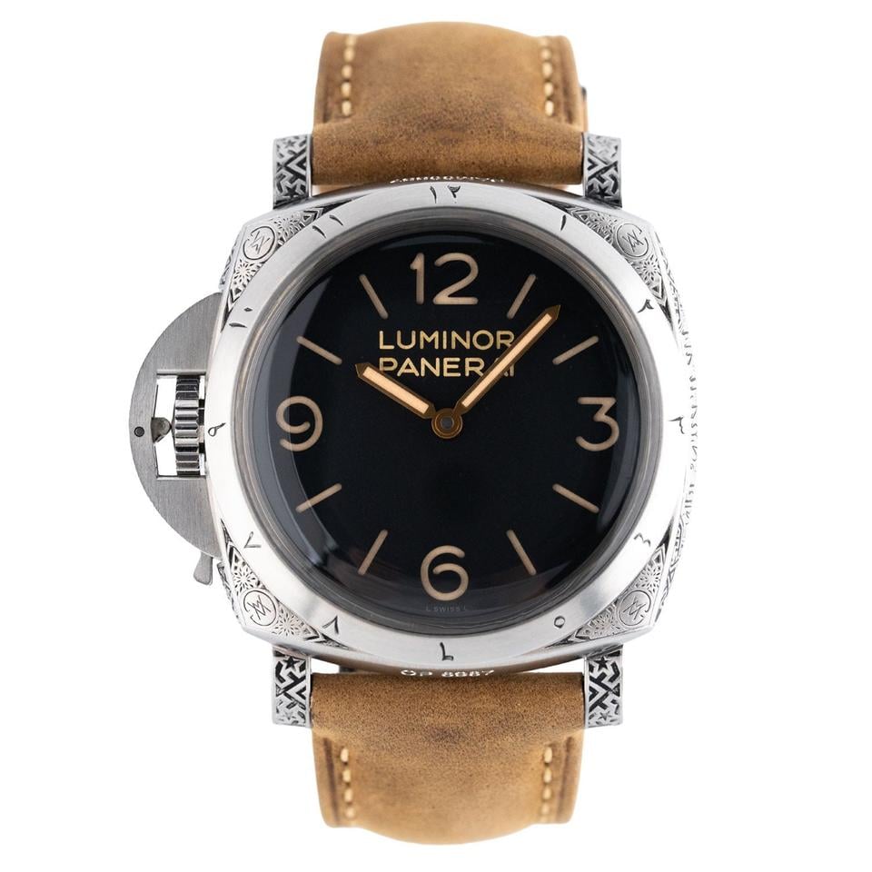 Panerai Luminor Left-Handed Steel 47mm Black Dial Leather Strap PAM00557 - BRAND NEW