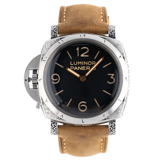 Panerai Luminor Left-Handed Steel 47mm Black Dial Leather Strap PAM00557 - BRAND NEW