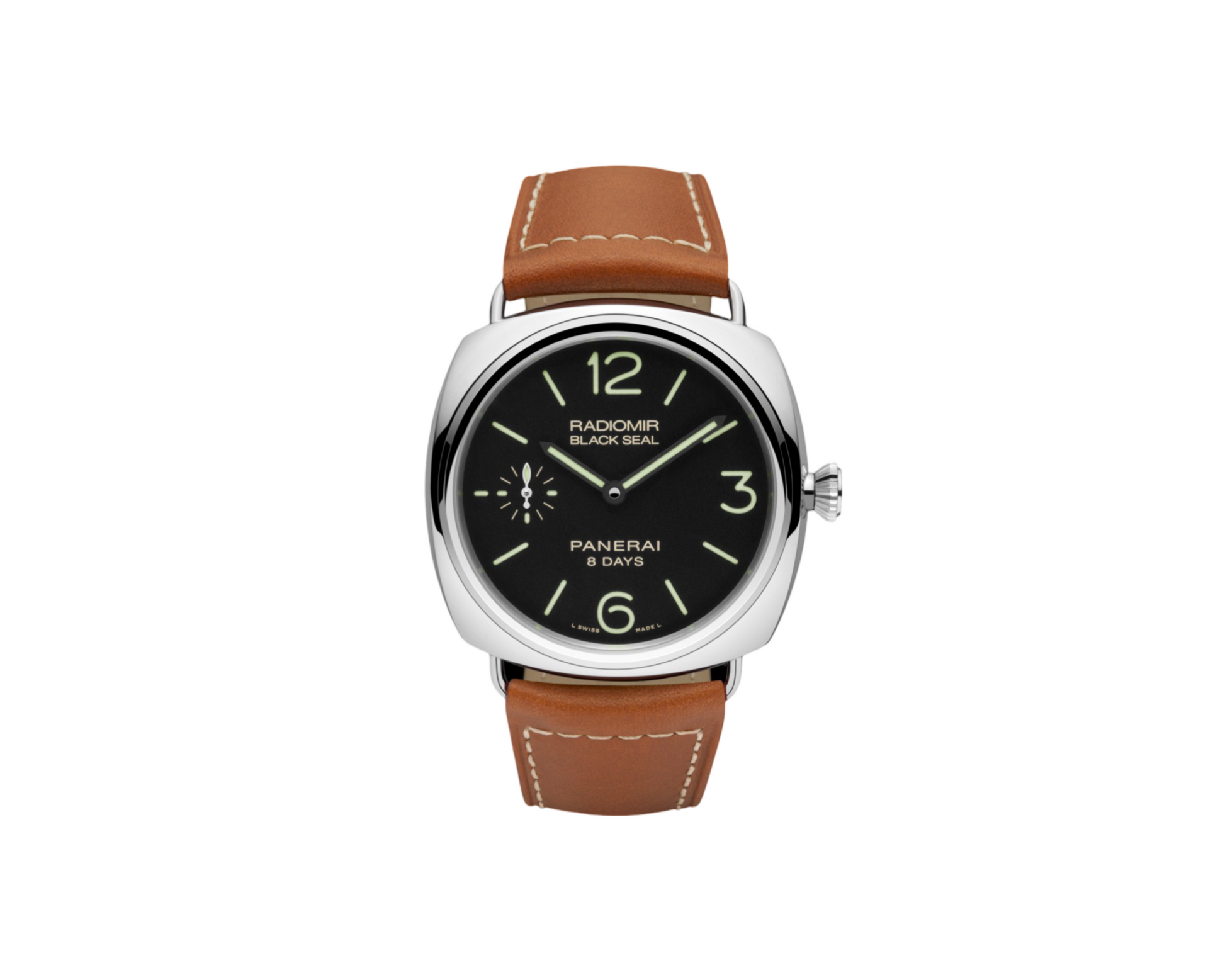 Panerai Radiomir Black Seal 8 Days Stainless Steel 45mm Black Dial Leather Strap PAM00609 - BRAND NEW